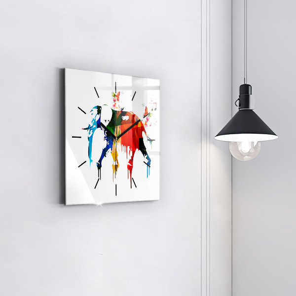 Square wall clock Colorful painted elephant