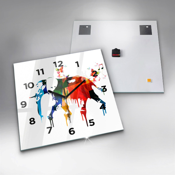 Square wall clock Colorful painted elephant