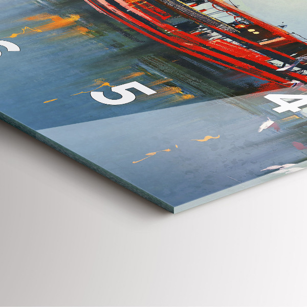 Square wall clock Fishing boat in port