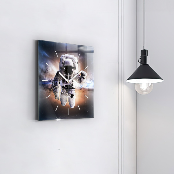 Square wall clock Astronaut in space