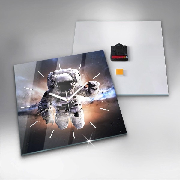 Square wall clock Astronaut in space