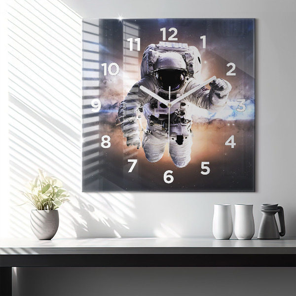 Square wall clock Astronaut in space