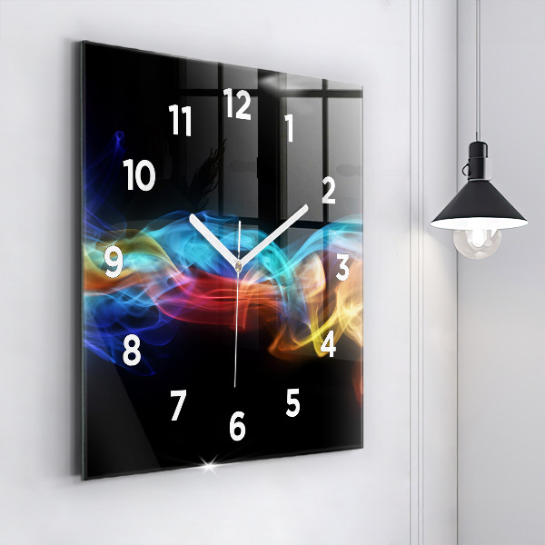 Square wall clock Abstract colorful lines