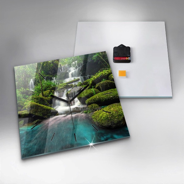 Square wall clock Waterfall Thailand