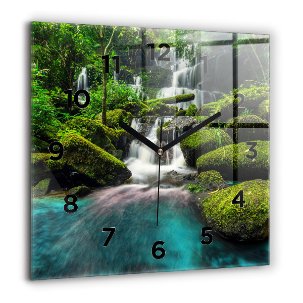 Square wall clock Waterfall Thailand