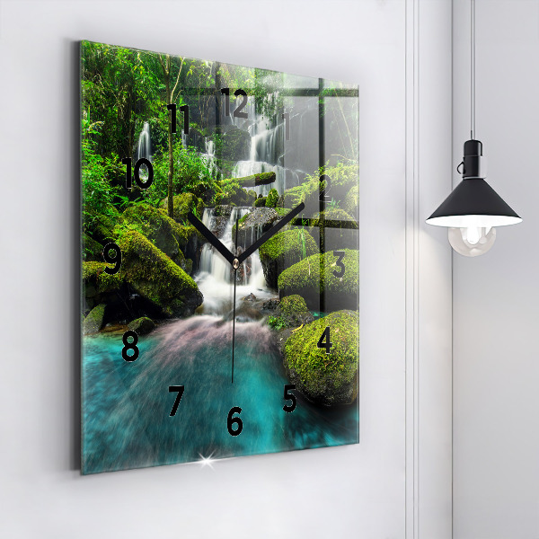 Square wall clock Waterfall Thailand