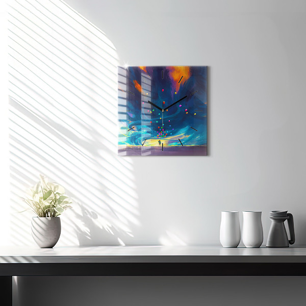 Square wall clock Baby and balloons