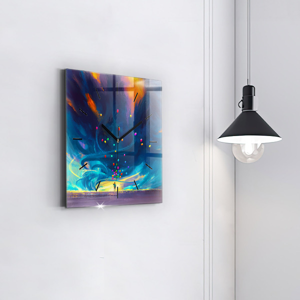 Square wall clock Baby and balloons