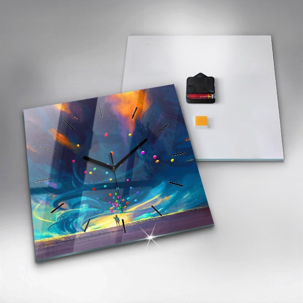 Square wall clock Baby and balloons