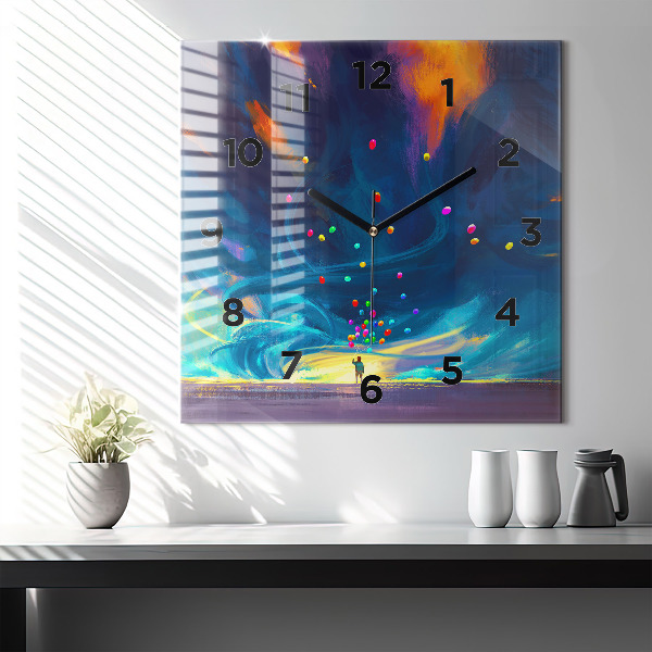 Square wall clock Baby and balloons