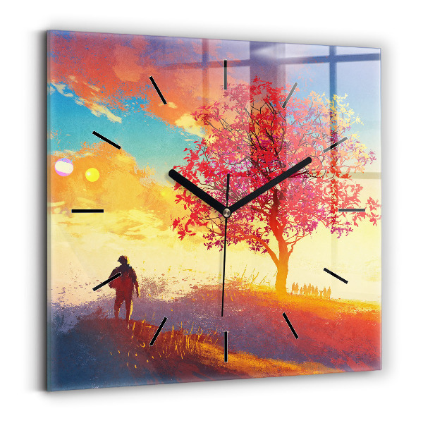 Square wall clock Autumn Landscape