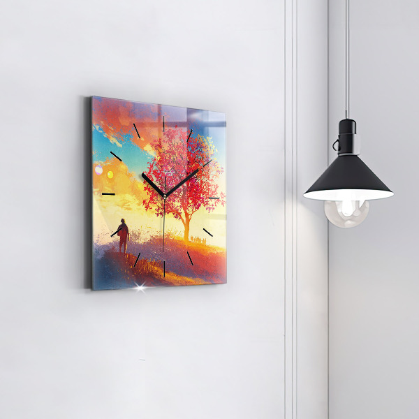 Square wall clock Autumn Landscape
