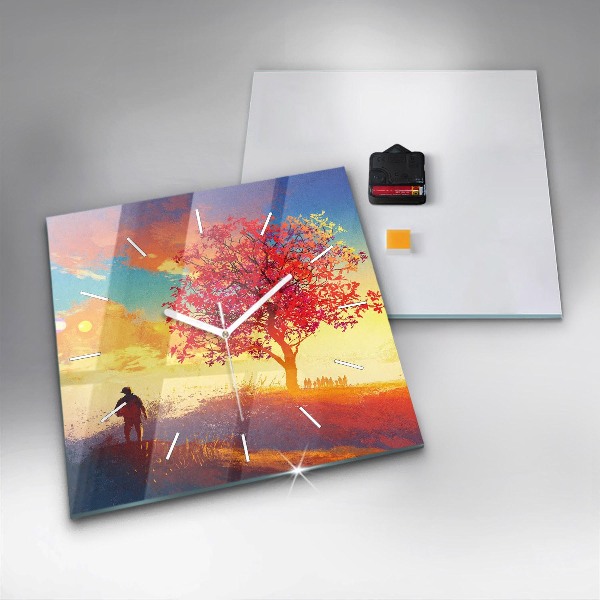 Square wall clock Autumn Landscape