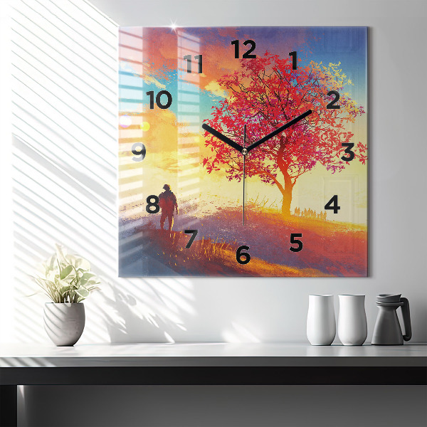 Square wall clock Autumn Landscape