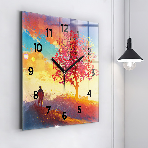 Square wall clock Autumn Landscape