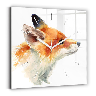 Square wall clock Watercolor young fox