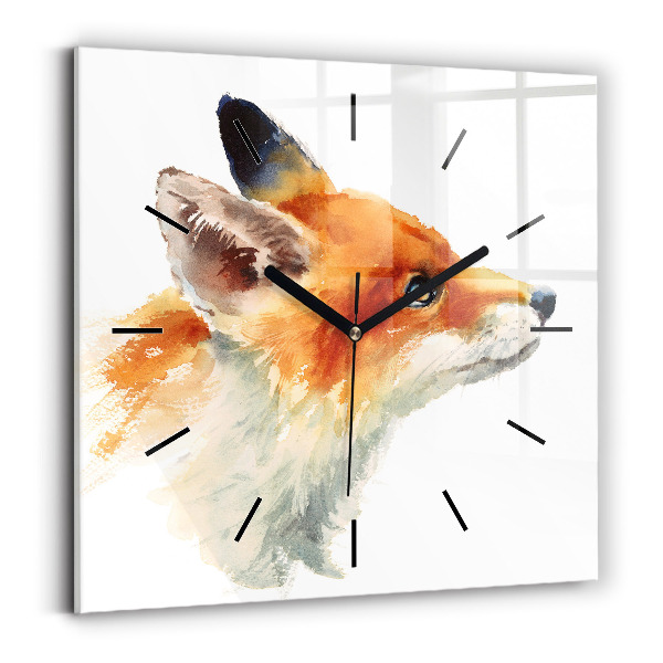 Square wall clock Watercolor young fox