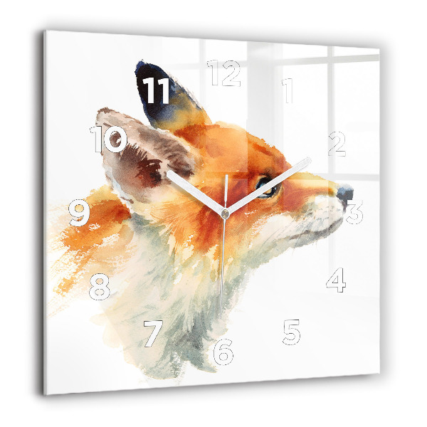 Square wall clock Watercolor young fox