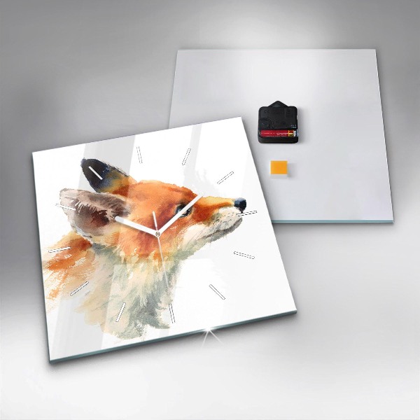 Square wall clock Watercolor young fox