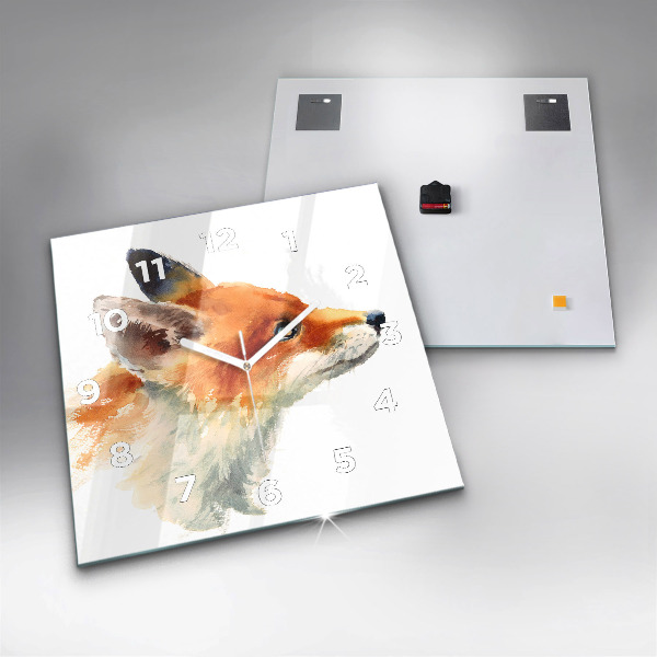 Square wall clock Watercolor young fox