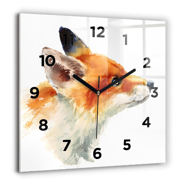 Square wall clock Watercolor young fox