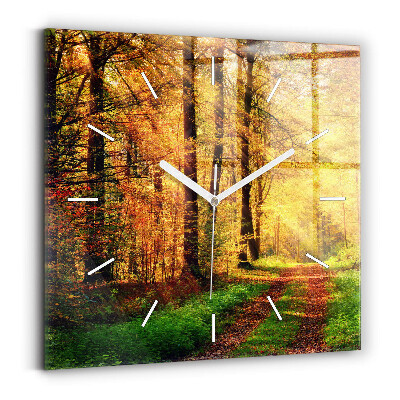 Square wall clock Autumn forest scenery