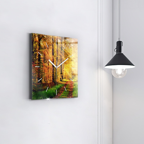 Square wall clock Autumn forest scenery