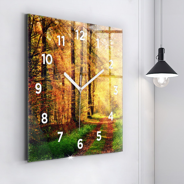 Square wall clock Autumn forest scenery