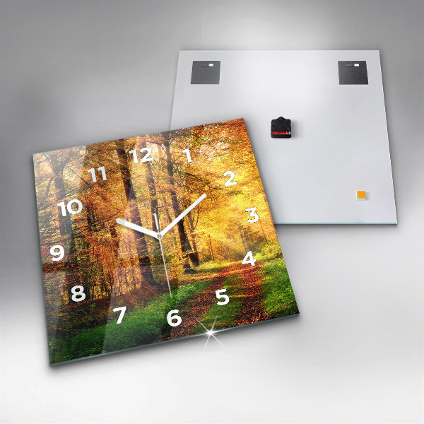 Square wall clock Autumn forest scenery