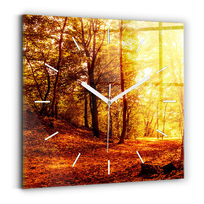 Square wall clock Forest landscape in the sun