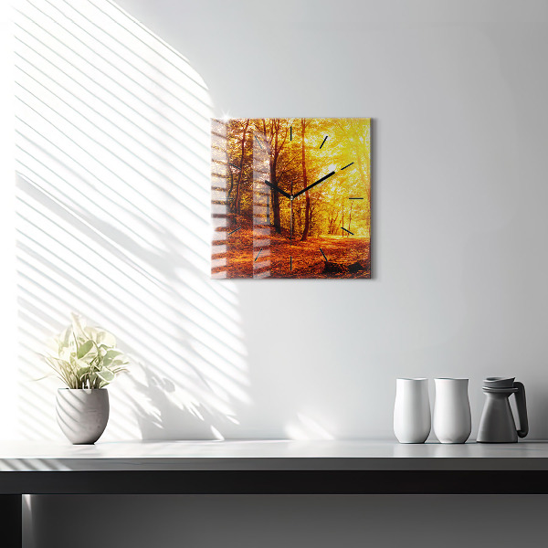 Square wall clock Forest landscape in the sun