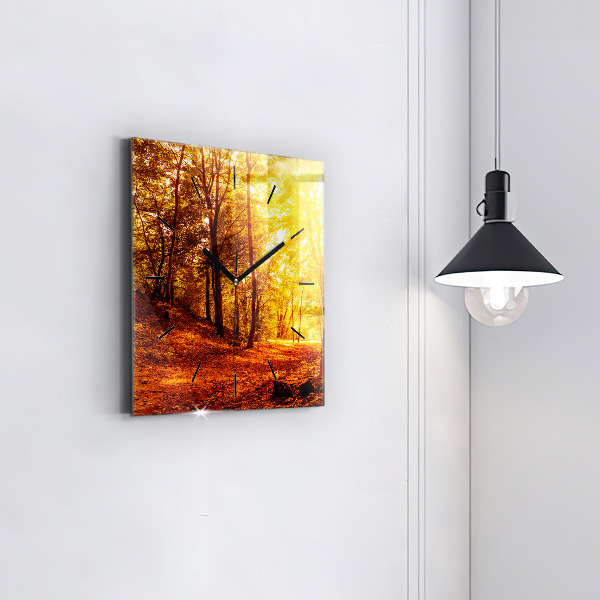 Square wall clock Forest landscape in the sun
