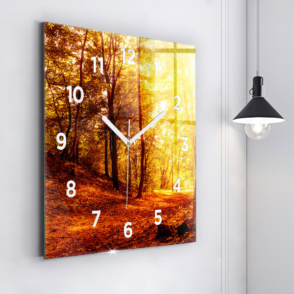 Square wall clock Forest landscape in the sun