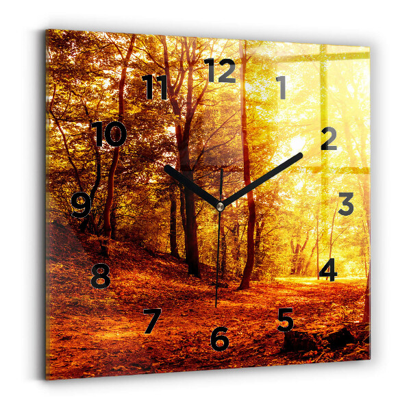 Square wall clock Forest landscape in the sun