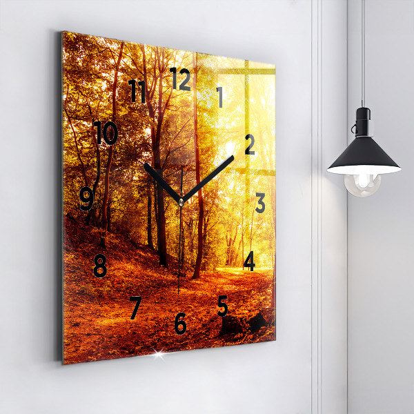 Square wall clock Forest landscape in the sun