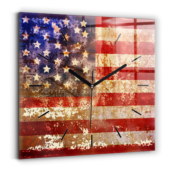 Square wall clock Vintage USA Flag