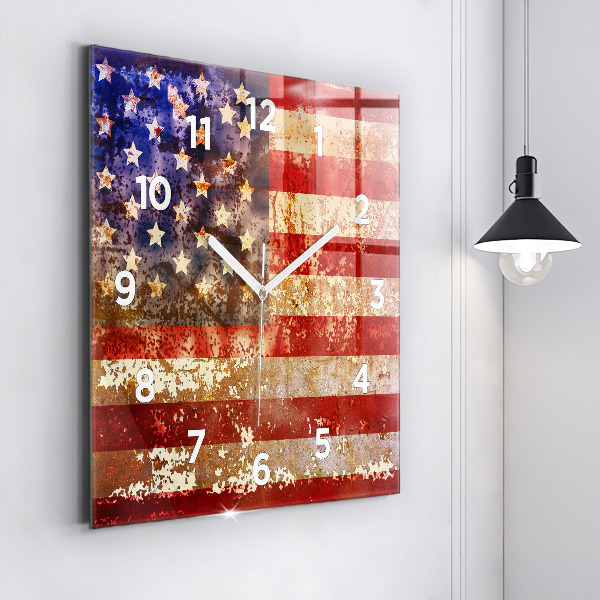 Square wall clock Vintage USA Flag