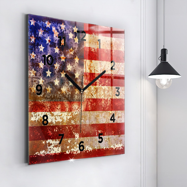 Square wall clock Vintage USA Flag