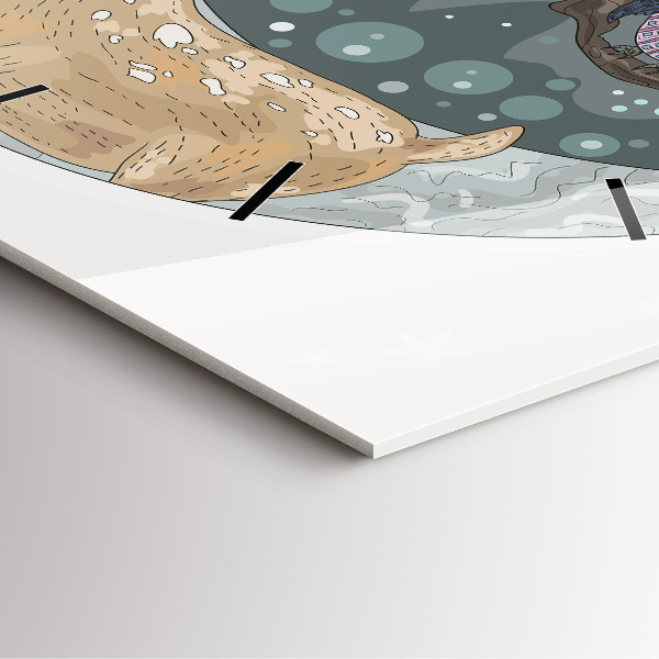 Square wall clock Nocturnal Animals and the Moon