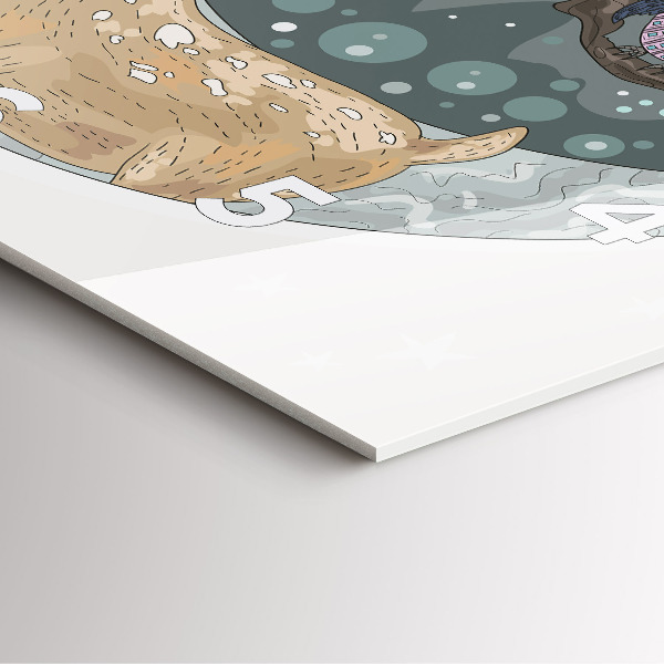 Square wall clock Nocturnal Animals and the Moon