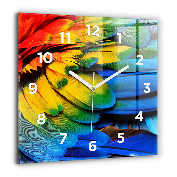 Square wall clock Colorful bird wings