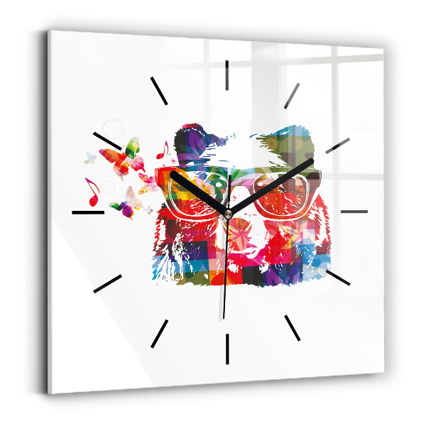 Square wall clock Bear Head