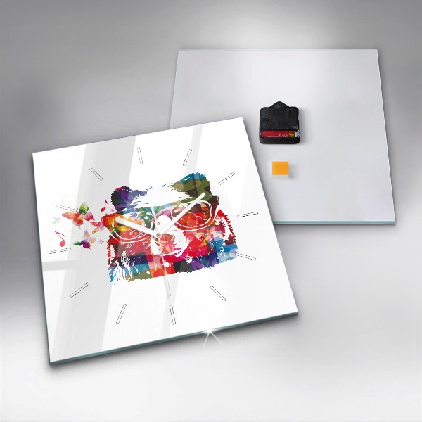 Square wall clock Bear Head