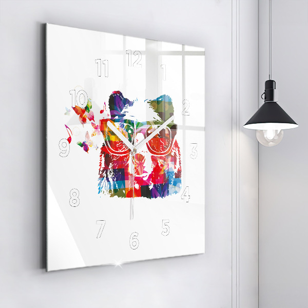Square wall clock Bear Head