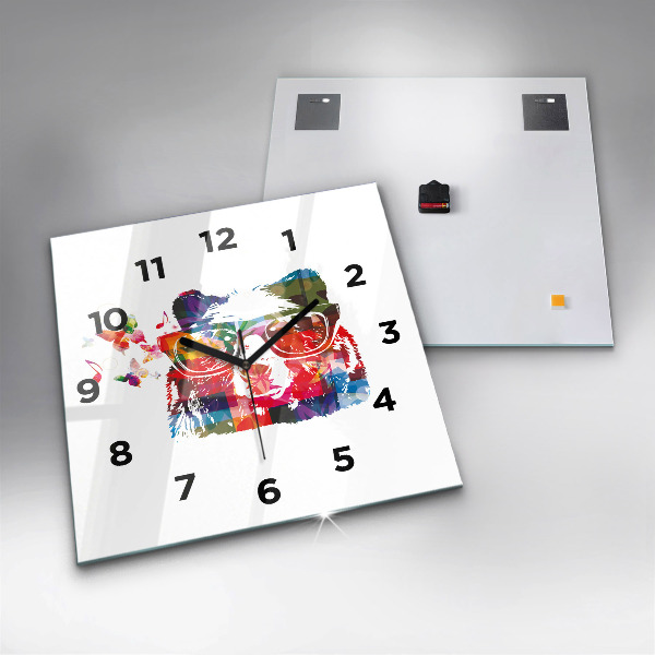 Square wall clock Bear Head