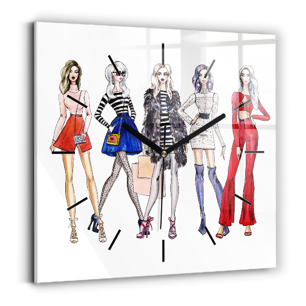Square wall clock Fashionable girls