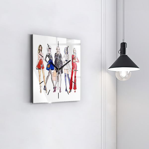 Square wall clock Fashionable girls