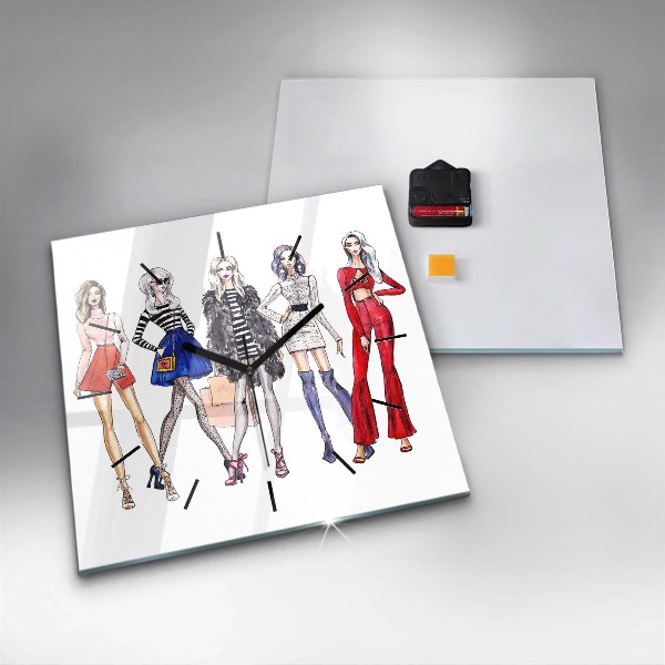 Square wall clock Fashionable girls