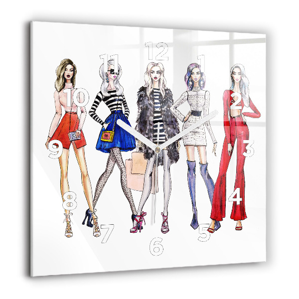 Square wall clock Fashionable girls