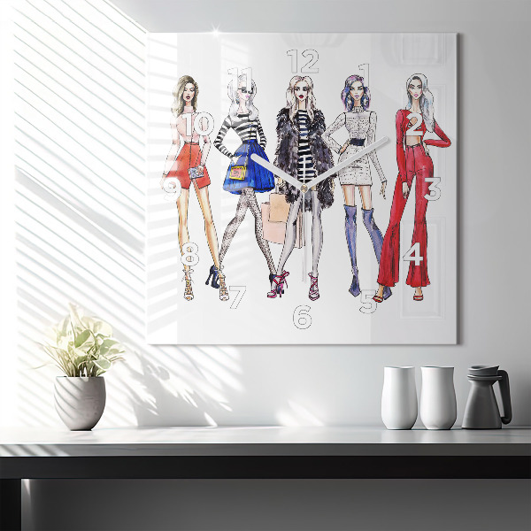 Square wall clock Fashionable girls